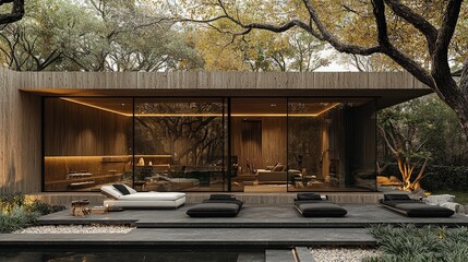 Modern Wooden House with Patio and Pool, Relaxing Outdoor Space