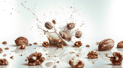 Fototapeta premium Dynamic Walnut Milk Explosion 