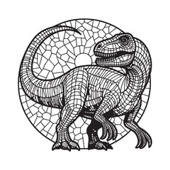Allosaurus Mosaic, Prehistoric Predator in Minimalist Art