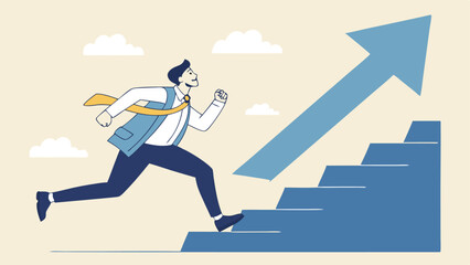 Businessman Skating to Success on Growing Graph - Illustration