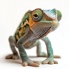 Obraz premium Little Chameleon Isolated on White Background