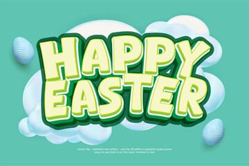 Editable happy easter 3D text effect template