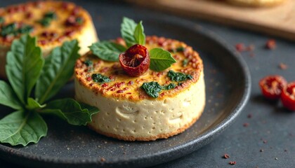 Cheesecakes with Fresh Herbs and Sun-Dried Tomatoes