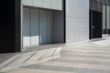 empty floor with modern building