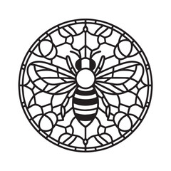 Minimalist Bee Mosaic Outline in Arc Window 1767