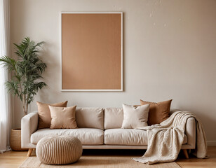 Modern  minimal interior living room with white sofa and wooden floor white wall
