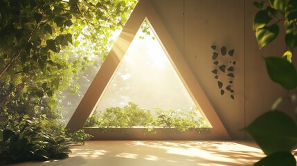 Green vitality inside the triangular window