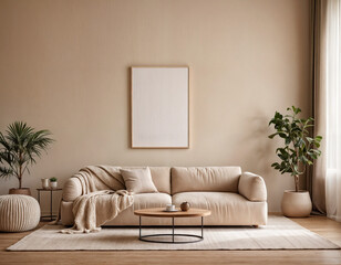 Modern  minimal interior living room with white sofa and wooden floor white wall