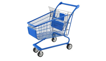 blue shopping cart 3D png