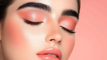 Fototapeta premium Beauty and skincare portrait studio photography bright colors close-up radiant skin concept