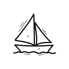 Hand Drawn Sail Boat Illustration. Doodle Vector. Isolated on White Background - EPS 10 Vector