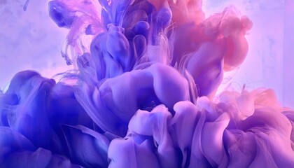 Obraz premium ethereal ink diffusion in water with purple and pink swirls, abstract fluid art for background, digital design, and prints
