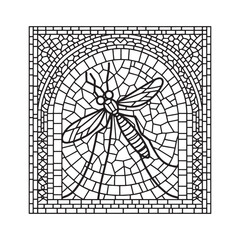 Obraz premium Minimalist Mosaic Mosquito in Arc Window Design 7911