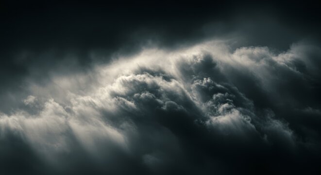 Dramatic cloudscape of storm clouds with striking luminosity and texture