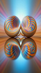 Obraz premium Abstract Spherical Harmony: Two pairs of meticulously crafted spheres, radiating vibrant energy. Each sphere showcases intricate swirling patterns, and mirrored reflections.