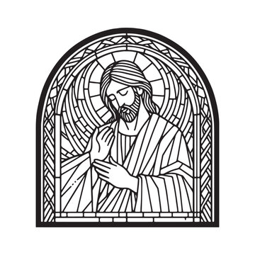jesus christ stained glass window clip art preview