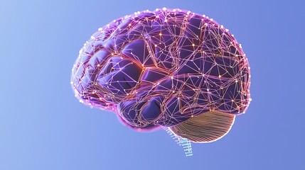 Abstract Purple and Pink Glowing Brain 3D Render