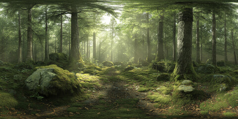 HDRI 360-degree deep forest scenery