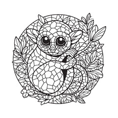 Obraz premium Minimalist Mosaic Tarsier in Arc Window Design 8323