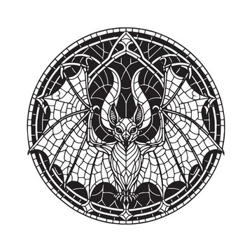 Minimalist Mosaic Vampire Bat in Arc Window 7906