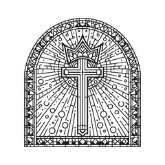 Radiant Cross and Crown, A Mosaic Depiction of Eternal Glory in Arc