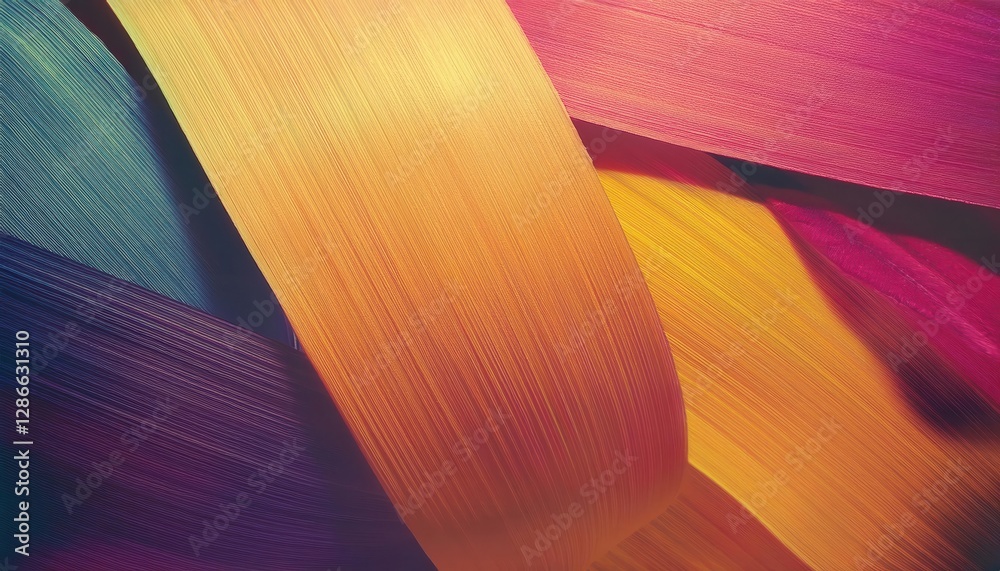 Poster vibrant abstract paper fan with textured color gradient, radial composition for graphic design, back