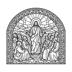 Fototapeta premium Illustrative Mosaic of Jesus Delivering the Sermon on the Mount