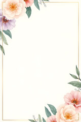 Invitation card with watercolor flowers