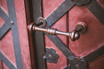 Beautiful decorated metal door handle