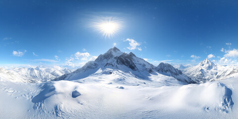 HDRI 360-degree snowy mountain peak