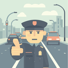 Traffic Officer Directing Traffic with Thumbs Up