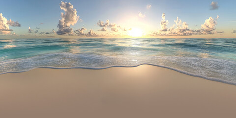 HDRI 360-degree tropical beach at sunrise
