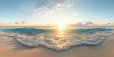 HDRI 360-degree tropical beach at sunrise