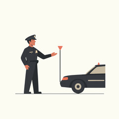 Police Officer Directing Traffic with Hand Signal