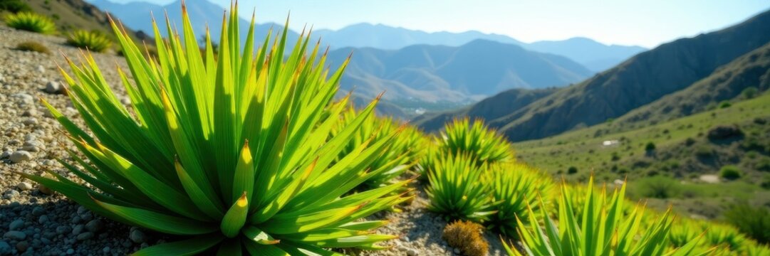 Yucca Brevifolia leaves linear glabrous distal cuspidate proximal expanded, San Bernardino Mountains, green