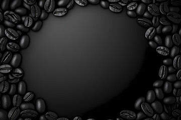 Dark Roast Delights: An inviting dark space bordered by rich, roasted coffee beans evokes a sense of comfort and the deep flavors of an exquisite cup, ideal for showcasing text or design elements.