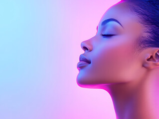 Captivating portrait of a serene woman studio photography soft lighting profile view beauty and grace