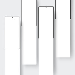 Frameless Smartphones With Blank Screens For Showing Mobile App Design. Vector Illustration