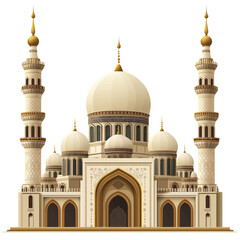 A mosque with a white background, clipart cutout, isolated on a solid transparent  background png
