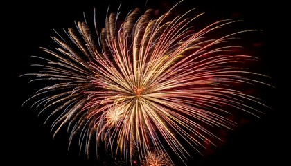 Festive firework salute burst isolated on a black background.