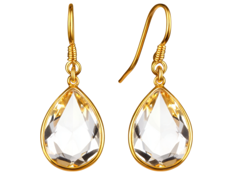 Elegant gold teardrop earrings with crystal gems, perfect for adding a touch of glamour to any outfit.