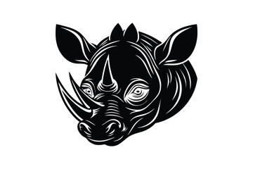 Black Rhinoceros Head Silhouette Vector Design
