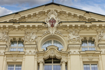 Fototapeta premium Decorative facade of baroque Tyrolean state parliament (Tiroler Landtag), Innsbruck, Austria