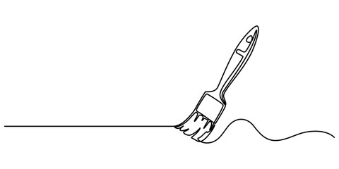 Paintbrush continuous one line drawing vector illustration, Isolated on white background vector, simple, hand drawn and sketch style. for icons, symbols, signs or logos. PNG, minimalist style concept.