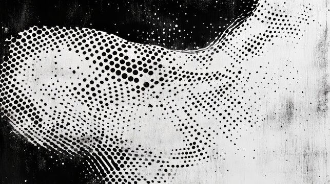 Halftone pattern fusion with textured surface abstract monochrome background