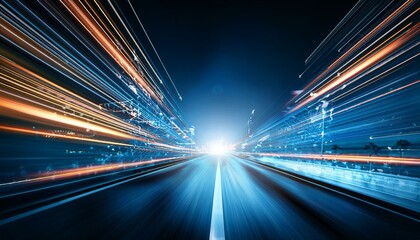 Abstract futuristic speed motion blur background with light streaks and digital technology elements
