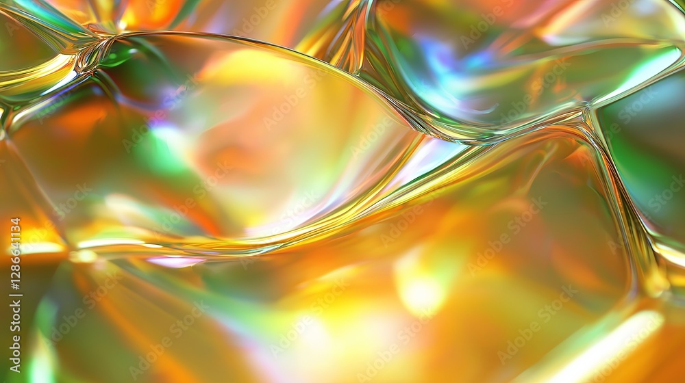 Poster a distorted glass texture reflecting a rainbow spectrum