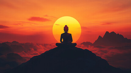 Silhouette of Buddha: Sunset on Mahavir Jayanti