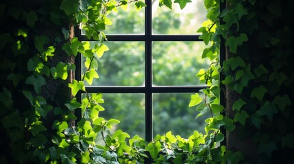 The lush green world outside the window