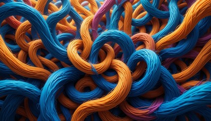 Colorful intertwined threads in abstract digital composition